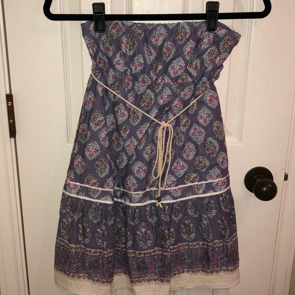 Purple strapless dress